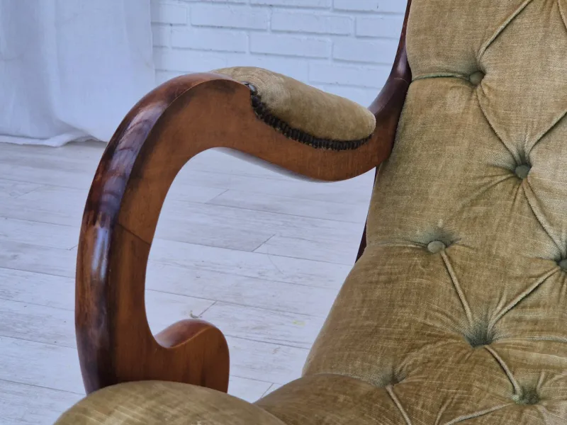 Pamono Vinttage Scandinavian Rocking Chair in Velour, 1950s> Rocking Chairs