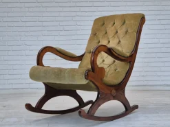 Pamono Vinttage Scandinavian Rocking Chair in Velour, 1950s><noscript><img width=