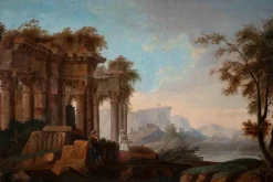 Discount Pamono Vinzenz Fischer, Ancient Ruins, Original Oil Painting, Late 18th Century
