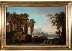 Discount Pamono Vinzenz Fischer, Ancient Ruins, Original Oil Painting, Late 18th Century