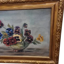 Online Pamono Violets, 1950s-1960s, Oil on Canvas, Framed