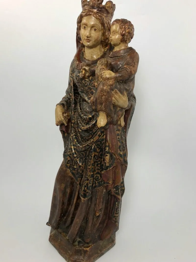 Pamono Virgin & Child, Late 18th Century, Polychrome Wood> Sculpture