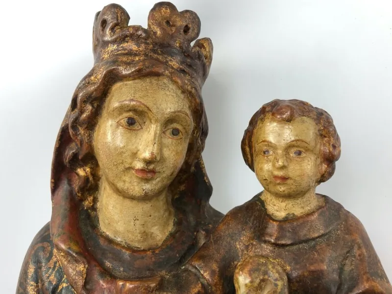 Pamono Virgin & Child, Late 18th Century, Polychrome Wood> Sculpture