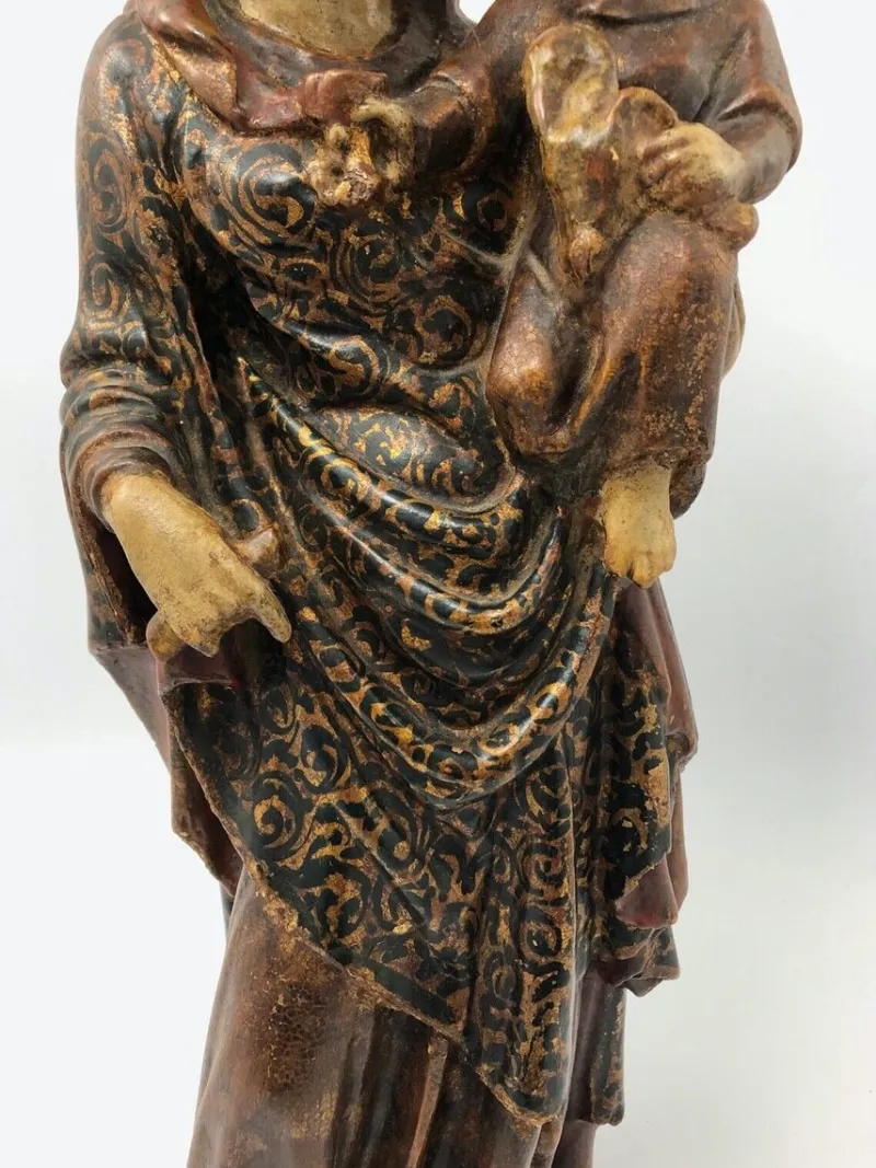 Pamono Virgin & Child, Late 18th Century, Polychrome Wood> Sculpture