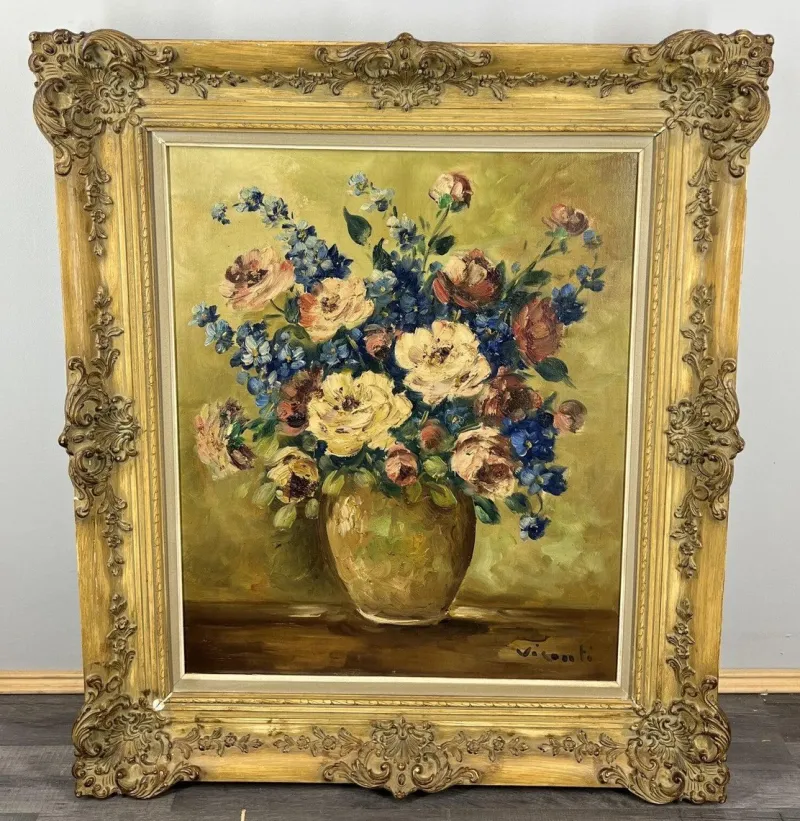 New Pamono Visconti, Floral Still Life, Oil Painting, 1800s
