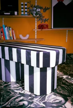 Pamono Viva Stripe Black and White Bench by Houtique><noscript><img width=
