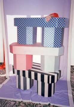 Pamono Viva Stripe Blue and Brown Bench by Houtique