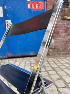 Pamono Vono Folding Chair in Leather and Chrome from Interlübke><noscript><img width=