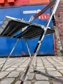 Pamono Vono Folding Chair in Leather and Chrome from Interlübke><noscript><img width=