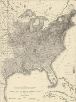 Pamono Walker, Chart of the US Population, 1874, Paper> Wall Decor