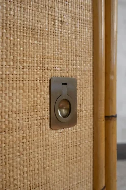 Pamono Wall Cabinet in Rattan and Brass by Dal Vera, 1970s><noscript><img width=