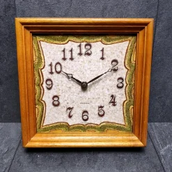 Pamono Wall Clock in Semigres Tile by Junghans, 1960s> Clocks