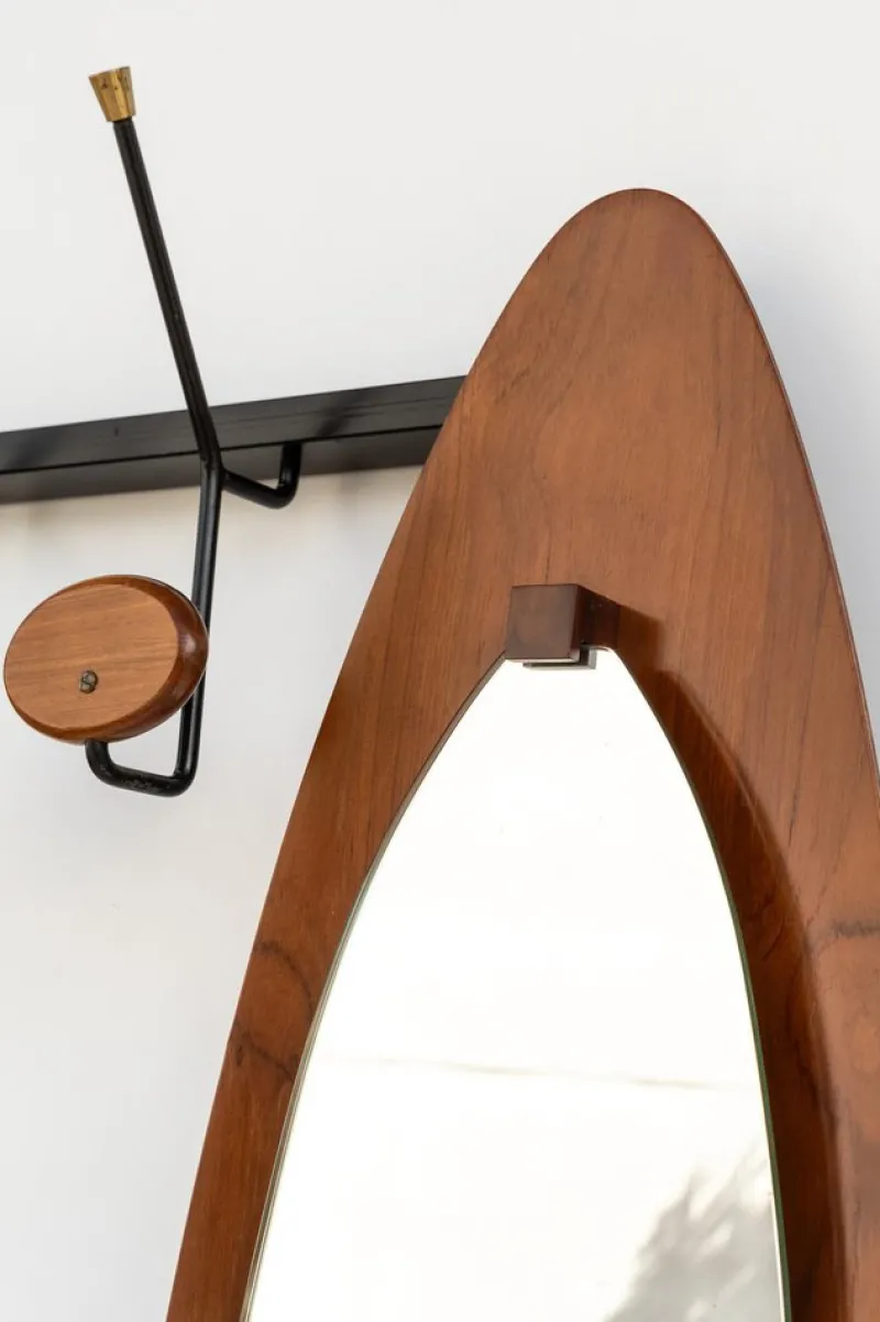 Discount Pamono Wall Hanger with Teak Mirror, 1960s