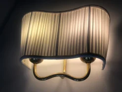 Clearance Pamono Wall Lamp in Brass and Silk attributed to Josef Frank, Austria, 1933