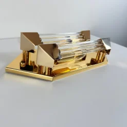 Discount Pamono Wall Lamp in Gold with Crystal Cylinders from Honsel, 1980s