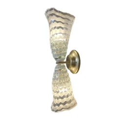 Pamono Wall Lamp with Transparent and White Murano Glass by Bottega Veneziana><noscript><img width=