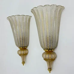 Pamono Wall Lamps Sconce Murano Glass from Barovier & Toso, 1970s, Set of 2><noscript><img width=
