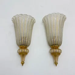 Pamono Wall Lamps Sconce Murano Glass from Barovier & Toso, 1970s, Set of 2><noscript><img width=