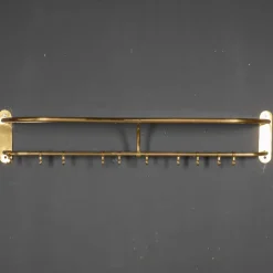 Pamono Wall Mounted Brass Coat & Hat Rack, 1930s> Racks, Hooks & Valets