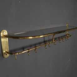 Pamono Wall Mounted Brass Coat & Hat Rack, 1930s><noscript><img width=