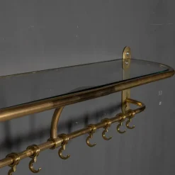 Pamono Wall Mounted Brass Coat & Hat Rack, 1930s><noscript><img width=