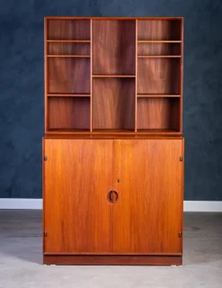 Pamono Wall Unit in Teak by Peter Hvidt & Orla Mølgaard for Søborg Møbelfabrik, 1950s><noscript><img width=