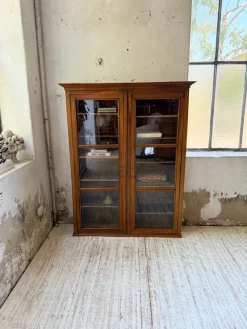 Pamono Walnut and Glass Bookcase, 1890s><noscript><img width=