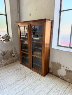 Pamono Walnut and Glass Bookcase, 1890s><noscript><img width=