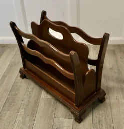Pamono Walnut Canterbury Magazine Rack, 1950s><noscript><img width=