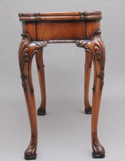 Pamono Walnut Card Table by Howard & Co London, Early 1900s><noscript><img width=