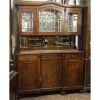 Pamono Walnut Cupboard with Beveled Glass and Marble Top> Sideboards & Buffets