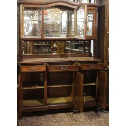 Pamono Walnut Cupboard with Beveled Glass and Marble Top><noscript><img width=