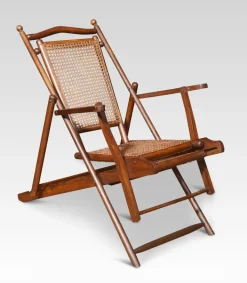 Pamono Walnut Framed Folding Steamer Deck Chair, 1890s> Garden Seating