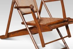 Pamono Walnut Framed Folding Steamer Deck Chair, 1890s> Garden Seating