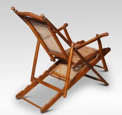 Pamono Walnut Framed Folding Steamer Deck Chair, 1890s><noscript><img width=