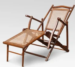 Pamono Walnut Framed Folding Steamer Deck Chair, 1890s><noscript><img width=