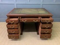 Pamono Walnut Partners Pedestal Desk by Maple & Co., 1900><noscript><img width=
