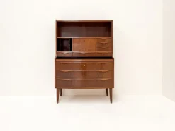 Pamono Walnut Secretary with Wave Front by Erling Torvits, Denmark, 1960s> Secretaires