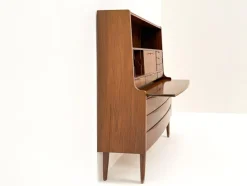 Pamono Walnut Secretary with Wave Front by Erling Torvits, Denmark, 1960s> Secretaires