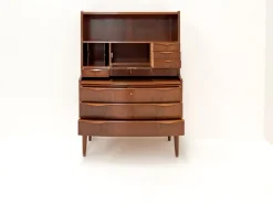Pamono Walnut Secretary with Wave Front by Erling Torvits, Denmark, 1960s><noscript><img width=