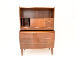 Pamono Walnut Secretary with Wave Front by Erling Torvits, Denmark, 1960s><noscript><img width=