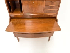 Pamono Walnut Secretary with Wave Front by Erling Torvits, Denmark, 1960s><noscript><img width=