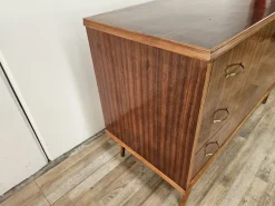 Pamono Walnut-Lined Chest of Drawers with Brass Handles, 1950> Dressers, Commodes & Chests