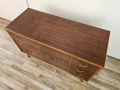 Pamono Walnut-Lined Chest of Drawers with Brass Handles, 1950><noscript><img width=