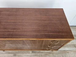 Pamono Walnut-Lined Chest of Drawers with Brass Handles, 1950><noscript><img width=