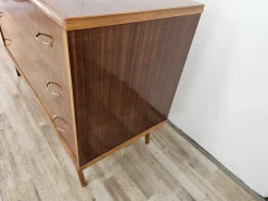 Pamono Walnut-Lined Chest of Drawers with Brass Handles, 1950><noscript><img width=