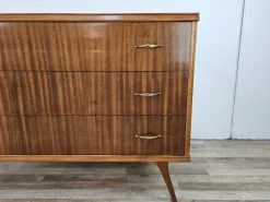 Pamono Walnut-Lined Chest of Drawers with Brass Handles, 1950><noscript><img width=