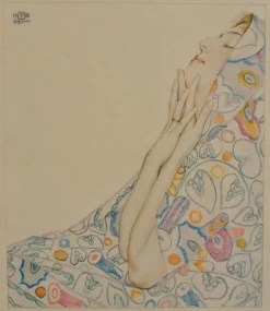 Clearance Pamono Walter Sauer, Dreamer in Blue, Signed Engraving
