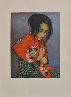 Pamono Walter Sauer, Little Girl with a Headscarf, Signed Engraving> Prints & Multiples