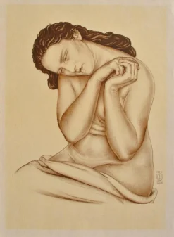 Pamono Walter Sauer, Model with Tilted Head, Signed Engraving> Prints & Multiples